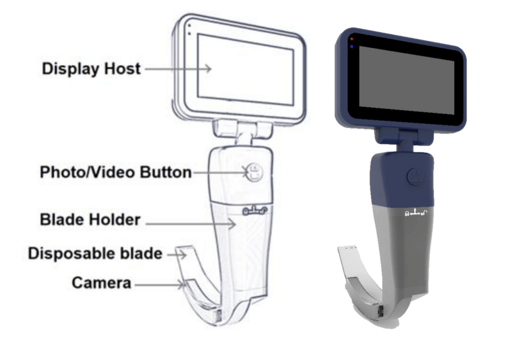 side view of disposable video laryngoscope blade