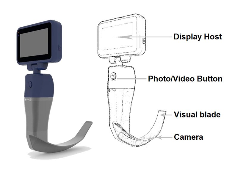 side view of reusable video laryngoscope blade